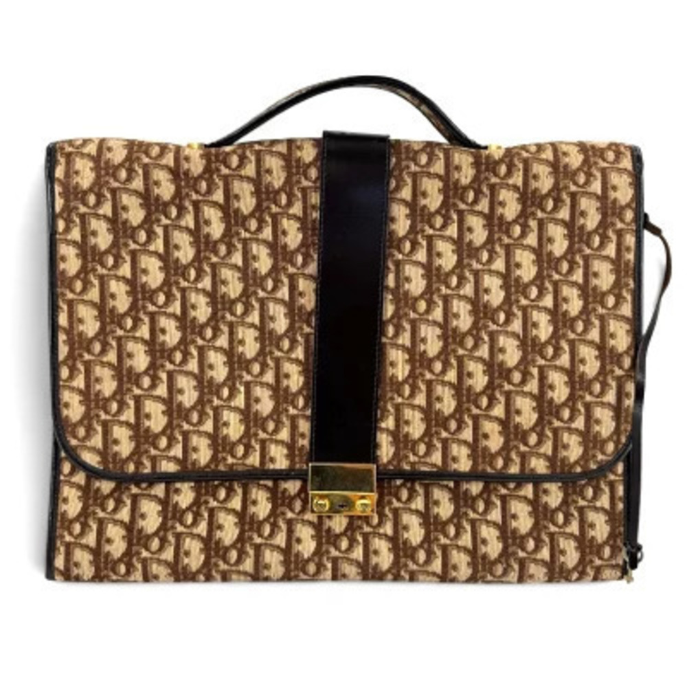 Christian Dior Trotter Canvas Business Handbag Black